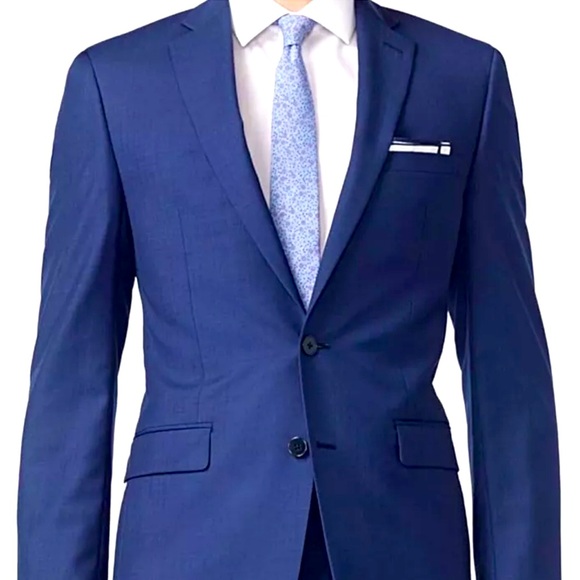 NWT Mens 44L Navy Soft 100% Wool Blazer Sport Coat Suit...